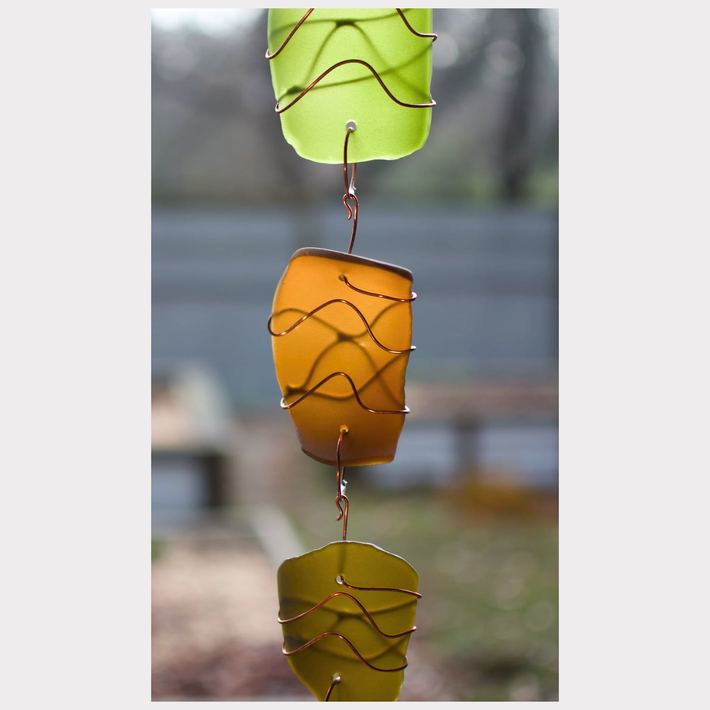 zoom detail, sea glass wind chime