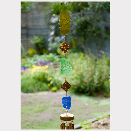 detail, sea glass wind chime