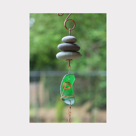 detail, zen beach stone wind chime