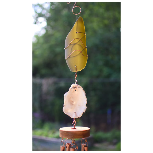Wind Chime Beach Style Huître Coquillage Mer Verre Cuivre