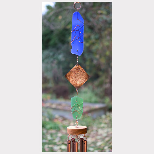 Glass and copper wind chime, detail.