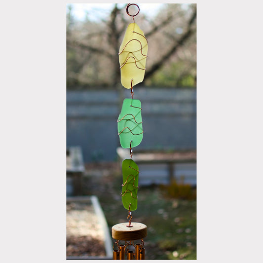 detail, sea glass wind chime