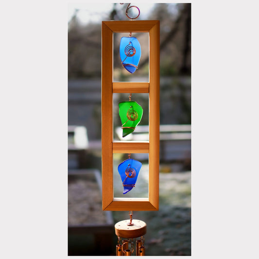 detail cedar beach glass wind chime