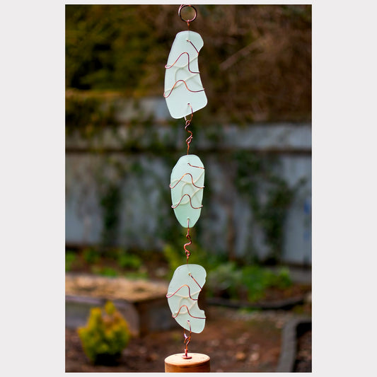 detail sea glass copper wind chime