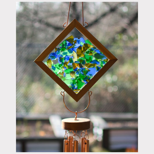 detail, kaleidoscope beach glass wind chime