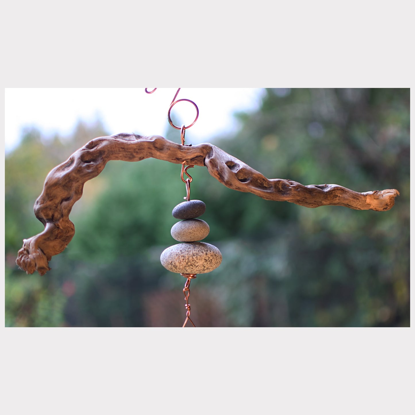 West Coast Beachcomber Wind Chime - Driftwood - Beach Stones - All Season