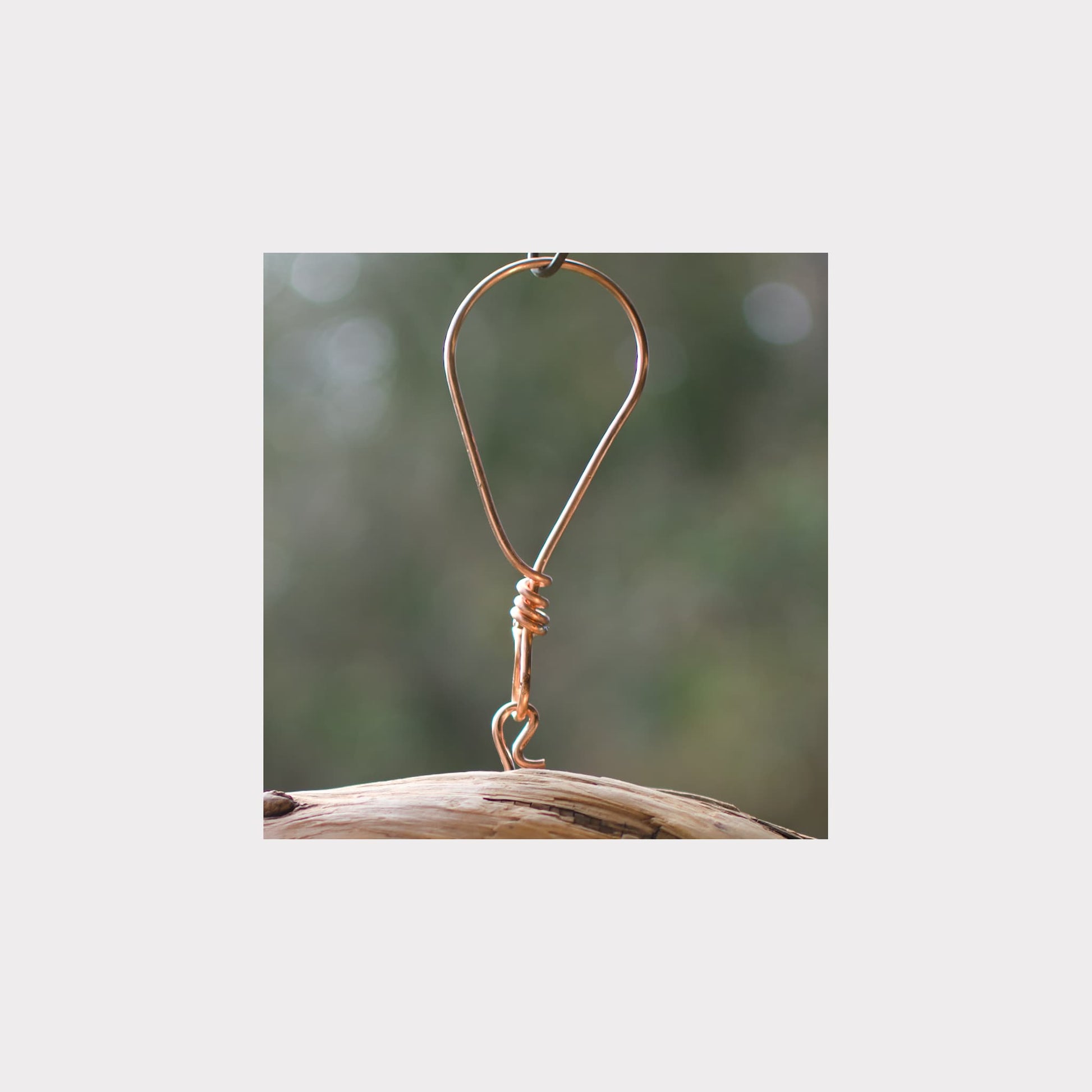 Handmade copper hanging loop for a large wind chime.