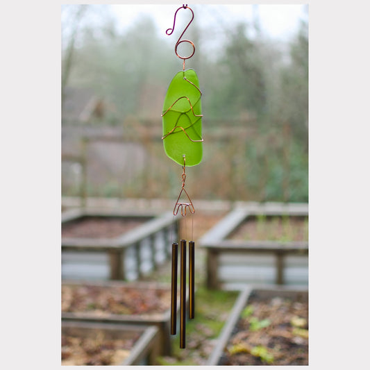 Serene Beach Glass Wind Chime - Relaxing Coastal Decor - Charming and Soothing