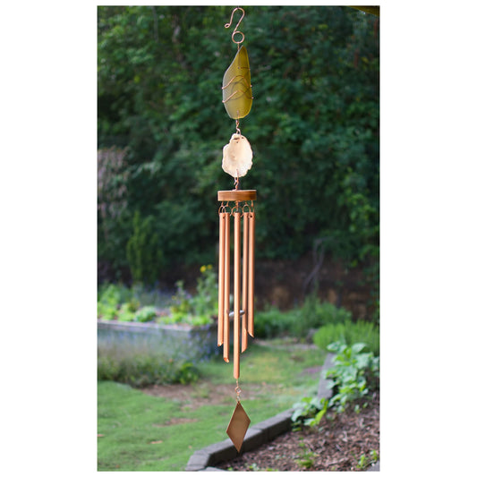 Wind Chime Beach Style Huître Coquillage Mer Verre Cuivre