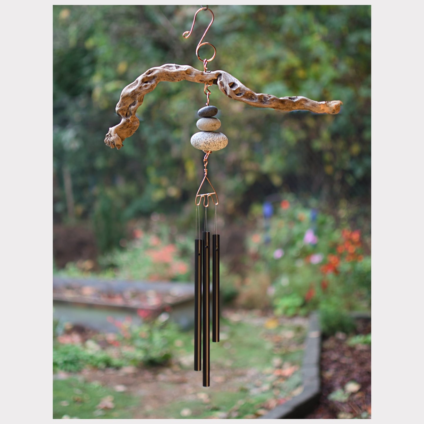 West Coast Beachcomber Wind Chime - Driftwood - Beach Stones - All Season