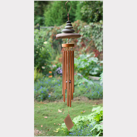 Beach stone and copper wind chime.