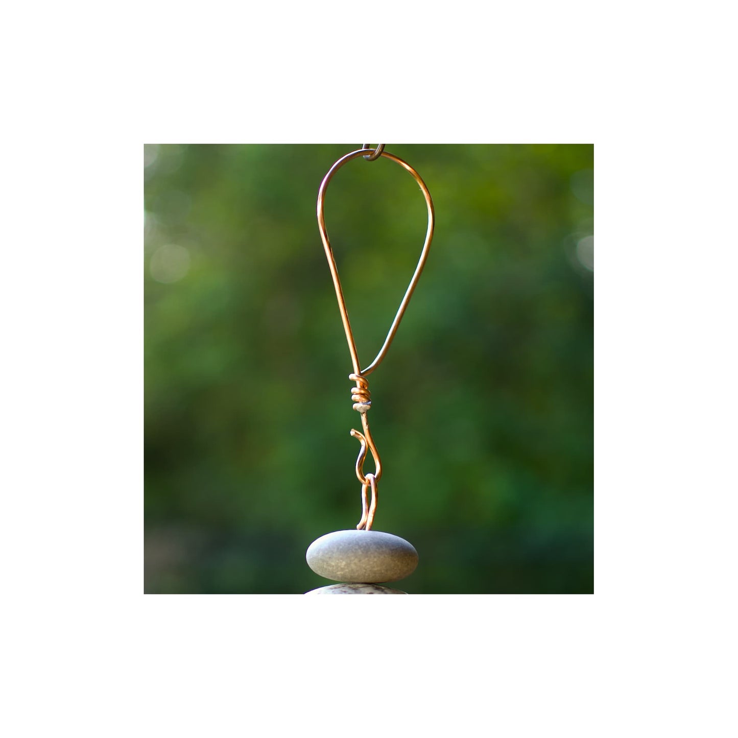 Handcrafted copper hanging loop for a large wind chime.
