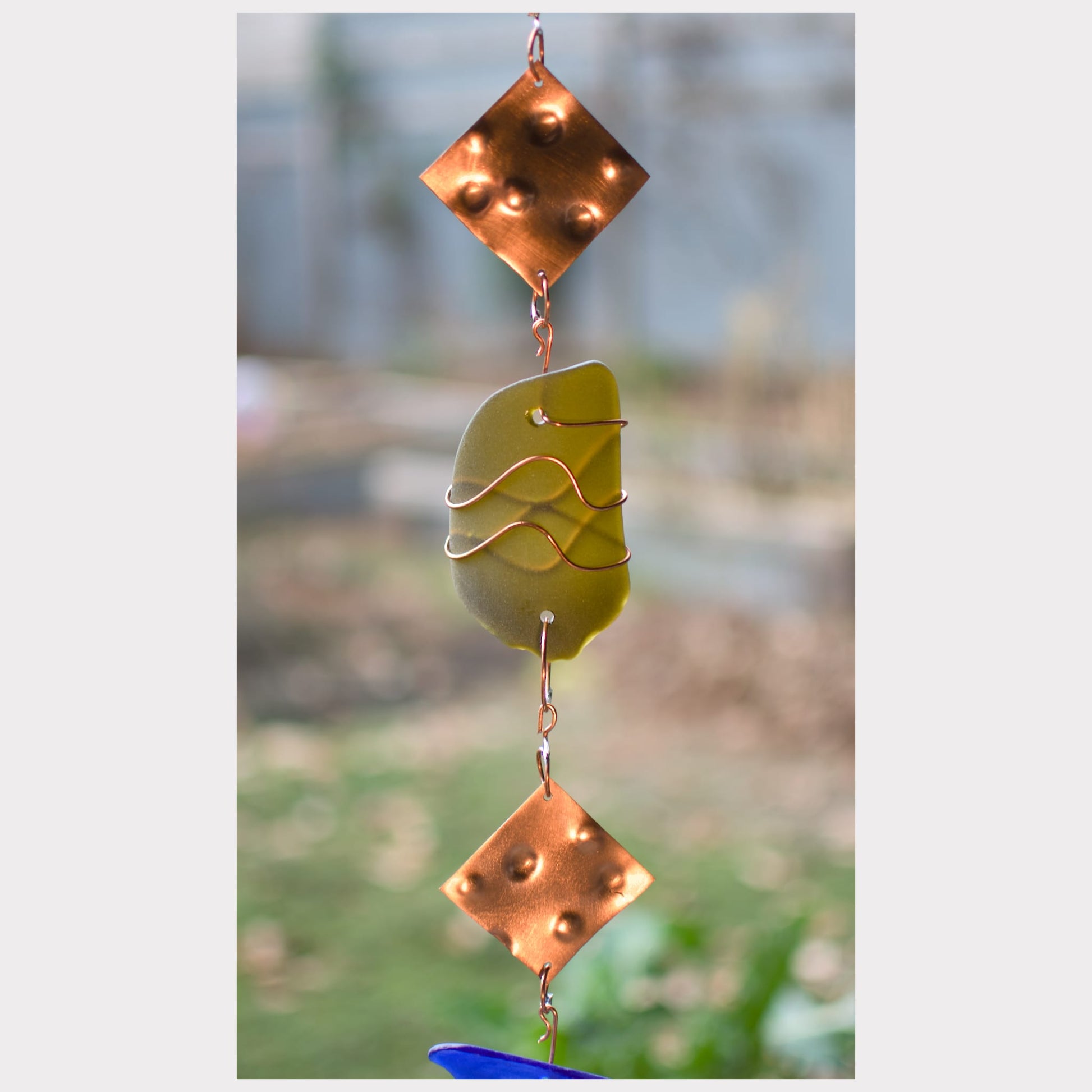 zoom view, sea glass and copper