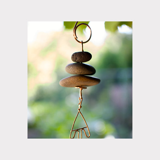 Zen Wind Chime - Beach Stone - Brass Chimes - All Season